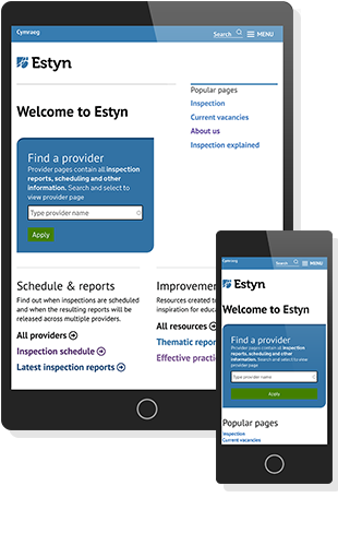 Estyn website iPad and mobile screenshot