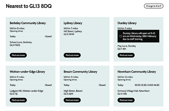 Find my nearest library Post code search 